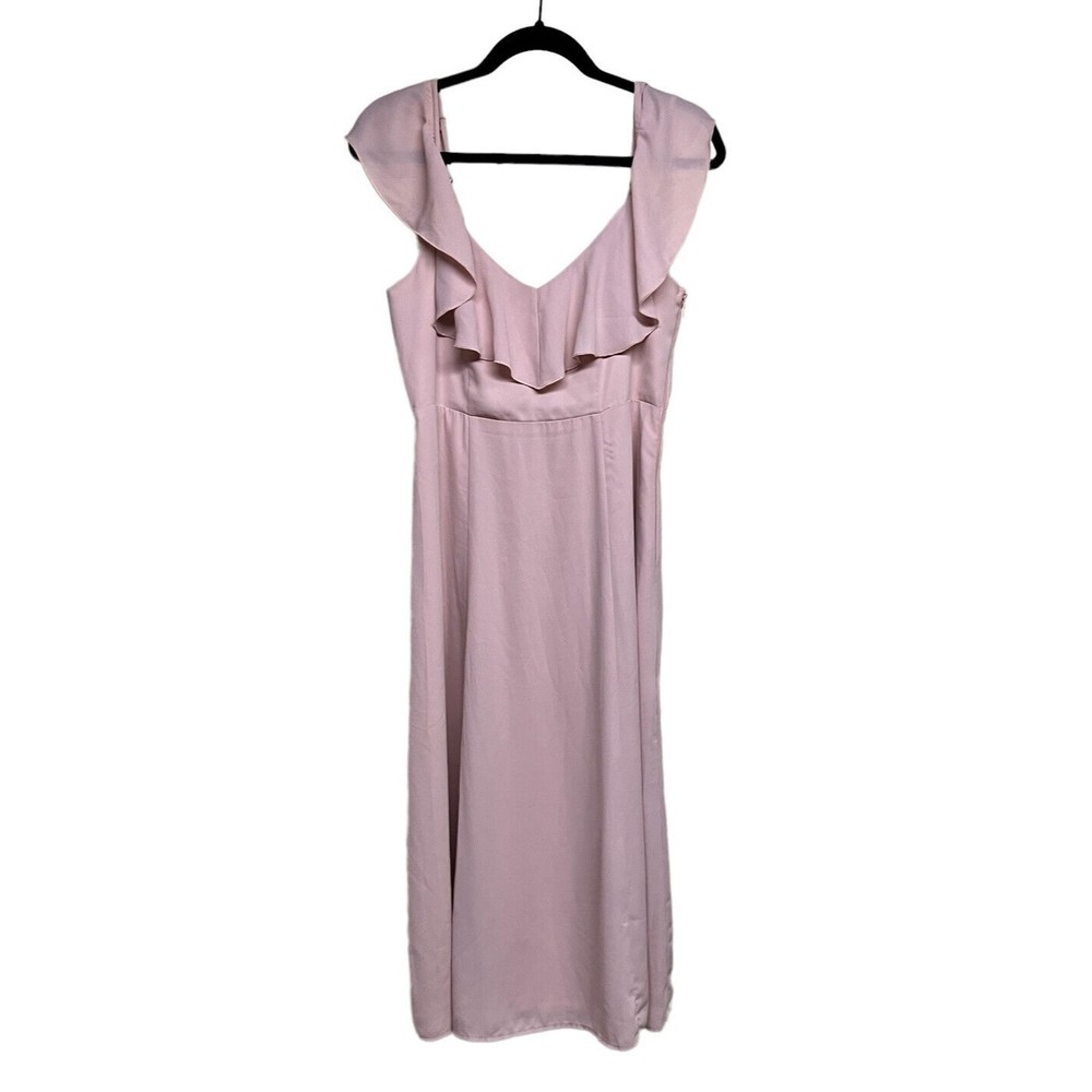 Show Me Your Mumu Women's Camilla Ruffle Neck Midi Dress Dusty Blush Size Medium